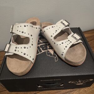 Freebird Asher White Studded Sandals Size 9 NEW